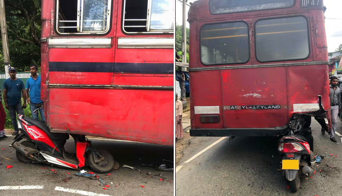 பேருந்து மீது மோட்டார் சைக்கிள் மோதி விபத்து: இருவர் படுகாயம்