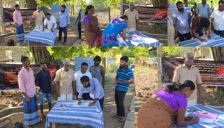 படுகொலைக்கு சர்வதேச நீதி கோரி மூதூரில் கையெழுத்து சேகரிப்பு