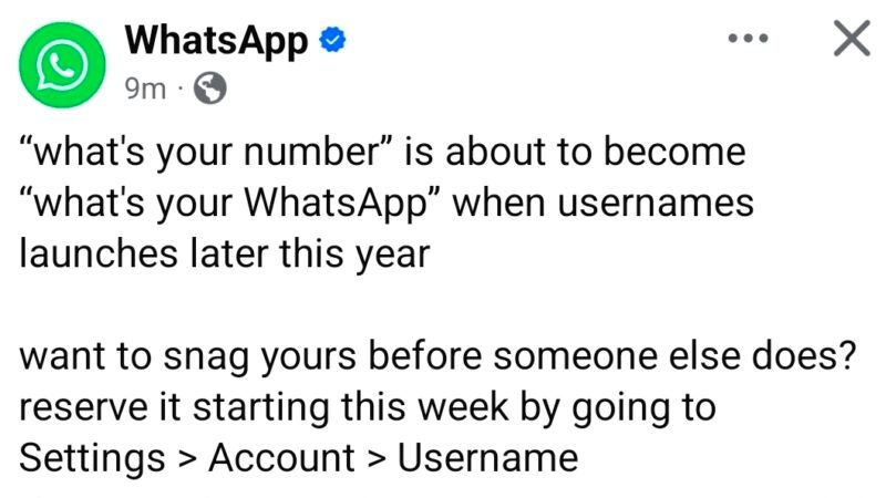 வாட்ஸ்அப்பில் புதிய ‘Username’ வசதி அறிமுகம்