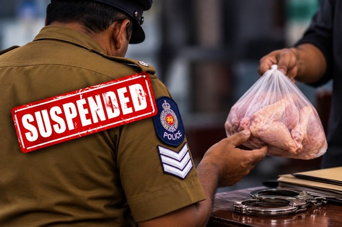 சந்தேகநபரை பிணையில் விடுவிக்க கோழிக்கறி இலஞ்சம் கோரிய பொலிஸ் சார்ஜன்ட் பணியிடை நீக்கம்