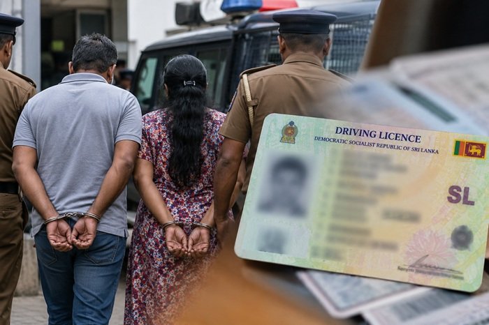 போலியாக தற்காலிக சாரதி அனுமதிப்பத்திரம் தயாரித்து விற்பனை செய்த தம்பதி கைது